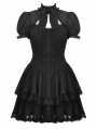 Black Gothic Sweet Daily Wear Puff Sleeve Frilly Short Dress