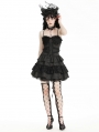 Black Sweet Gothic Frilly Tiered Short Party Dress