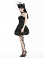 Black Sweet Gothic Frilly Tiered Short Party Dress