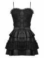 Black Sweet Gothic Frilly Tiered Short Party Dress