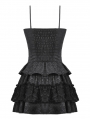 Black Sweet Gothic Frilly Tiered Short Party Dress