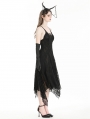 Black Gothic Ghostly Mysterious Sexy Lace Irregular Dress