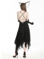 Black Gothic Ghostly Mysterious Sexy Lace Irregular Dress