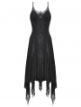 Black Gothic Ghostly Mysterious Sexy Lace Irregular Dress