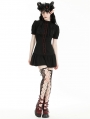 Black and Red Gothic Daily Wear Ruffle Short Dress