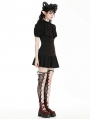 Black and Red Gothic Daily Wear Ruffle Short Dress