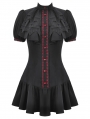 Black and Red Gothic Daily Wear Ruffle Short Dress