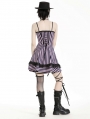 Black and Pink Striped Gothic Punk Eyelet Short Dress