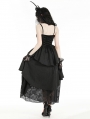 Black Gothic Death Butterfly Embroidered Lace Layered Long Dress