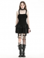 Black Gothic Punk Rock Edgy Rebellious Short Ruffle Dress