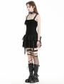 Black Gothic Punk Rock Edgy Rebellious Short Ruffle Dress