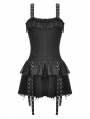 Black Gothic Punk Rock Edgy Rebellious Short Ruffle Dress