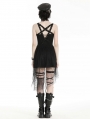 Black Gothic Back Pentagram Irregular Spider Web Dress