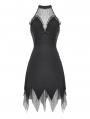 Black Gothic Devil Sexy Net Deep V-Neck Irregular Dress