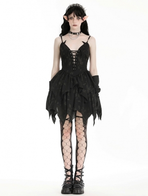 Black Gothic Bat Irregular Sexy Short Dress