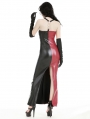 Red and Black Contrast Magical Girl PU Leather Bodycon Maxi Dress