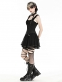 Black Gothic Punk Rebel Halter Strappy Short Lace Dress