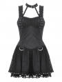 Black Gothic Punk Rebel Halter Strappy Short Lace Dress