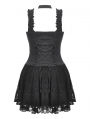 Black Gothic Punk Rebel Halter Strappy Short Lace Dress