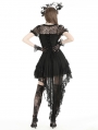 Black Gothic Lace Short Sleeve Tail Party Dress