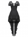 Black Gothic Lace Short Sleeve Tail Party Dress