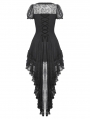 Black Gothic Lace Short Sleeve Tail Party Dress