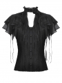 Black Elegant Gothic Rose Lace Cape Blouse for Women