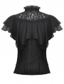 Black Elegant Gothic Rose Lace Cape Blouse for Women