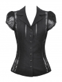 Black Gothic Sexy Lace Hollow Out Short Sleeve Blouse for Women