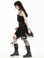 Black Gothic Punk Skull Studded Irregular Skirt