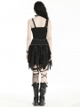 Black Gothic Punk Skull Studded Irregular Skirt