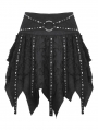 Black Gothic Punk Skull Studded Irregular Skirt