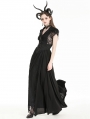 Black Gothic Elegant Heart-shaped Embroidered Lace Maxi Skirt