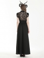 Black Gothic Elegant Heart-shaped Embroidered Lace Maxi Skirt