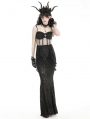 Black Gothic Velvet Lace Applique Elegant Mermaid Long Skirt