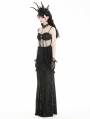 Black Gothic Velvet Lace Applique Elegant Mermaid Long Skirt