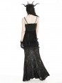 Black Gothic Velvet Lace Applique Elegant Mermaid Long Skirt