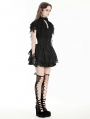 Black Gothic Playful Embroidered Lace Flouncy Puff Short Skirt