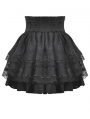 Black Gothic Playful Embroidered Lace Flouncy Puff Short Skirt