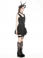 Black Gothic Layered Frilly Skirt With Leg Garter Belt