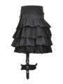 Black Gothic Layered Frilly Skirt With Leg Garter Belt