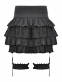 Black Gothic Layered Frilly Skirt With Leg Garter Belt