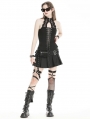 Black Gothic Punk Moto Pleated Cargo Pocket Mini Skirt