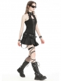 Black Gothic Punk Moto Pleated Cargo Pocket Mini Skirt