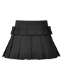 Black Gothic Punk Moto Pleated Cargo Pocket Mini Skirt