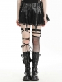 Black Gothic Punk Rock PU Leather Lace Mini Skirt