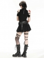 Black Gothic Punk Rock PU Leather Lace Mini Skirt