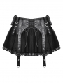 Black Gothic Punk Rock PU Leather Lace Mini Skirt