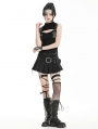 Black Gothic Hot Girl Punk Buckle Studded Mini Skirt