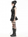 Black Gothic Hot Girl Punk Buckle Studded Mini Skirt